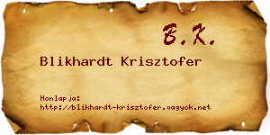 Blikhardt Krisztofer névjegykártya